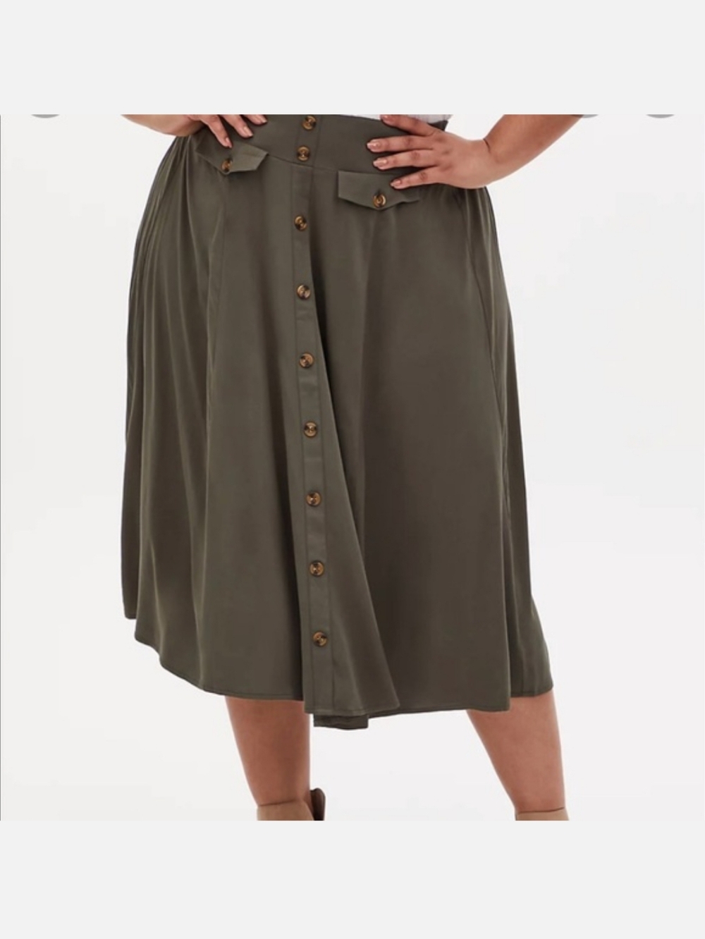 Torrid Midi Skirt Button Front